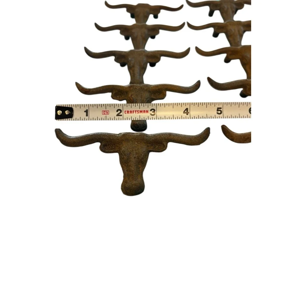 10 RUSTIC LONGHORN STEER DRAWER HANDLES PULLS 4 1/2